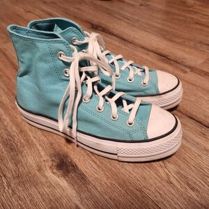 Converse Teal and White High-Top Sneakers